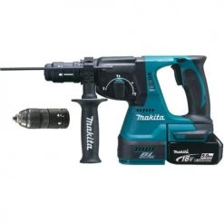 Perforateur-burineur SDS-Plus Makita DHR243RTJ 18 V + 2 batteries 5 Ah + chargeur + MAKPAC -Perceuse Soldes Magasin AFD 110057