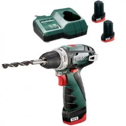 Perceuse-visseuse 12V Metabo Powermaxx 10 mm + 2 batteries 2 Ah + chargeur + boîte carton - 600984000