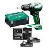 Perceuse 18V Hikoki DS18DDWQZ + 2 batteries 3 Ah + chargeur + coffret HitCase -Perceuse Soldes Magasin AFD 137845