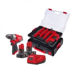 Perceuse-visseuse à percussion Milwaukee M12 FPD-402X + 2 batteries 4 Ah + chargeur + coffret HD-Box - 4933459804