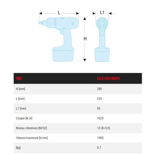 Boulonneuse à chocs 1/2'' 18V Facom CL3.CH18SP2 + 2 batteries 5 Ah + chargeur - CL3.CH18SP2PB 4 Boulonneuse à chocs 1/2'' 18V Facom CL3.CH18SP2 + 2 batteries 5 Ah + chargeur - CL3.CH18SP2PB – Image 2