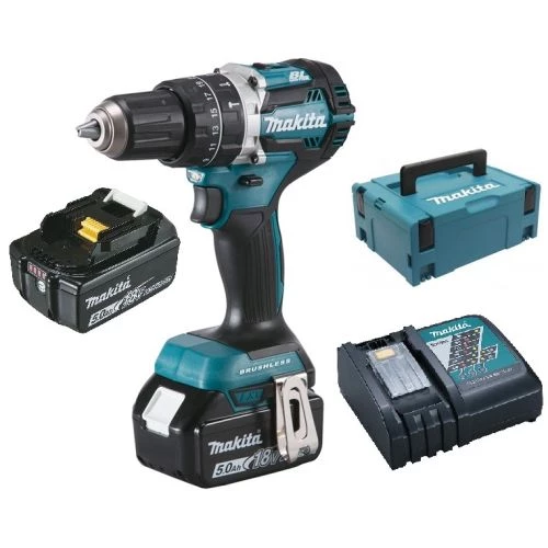 Perceuse visseuse à percussion 18V Makita DHP484RTJ + 2 batteries 5 Ah + chargeur + Makpac 3 Perceuse visseuse à percussion 18V Makita DHP484RTJ + 2 batteries 5 Ah + chargeur + Makpac